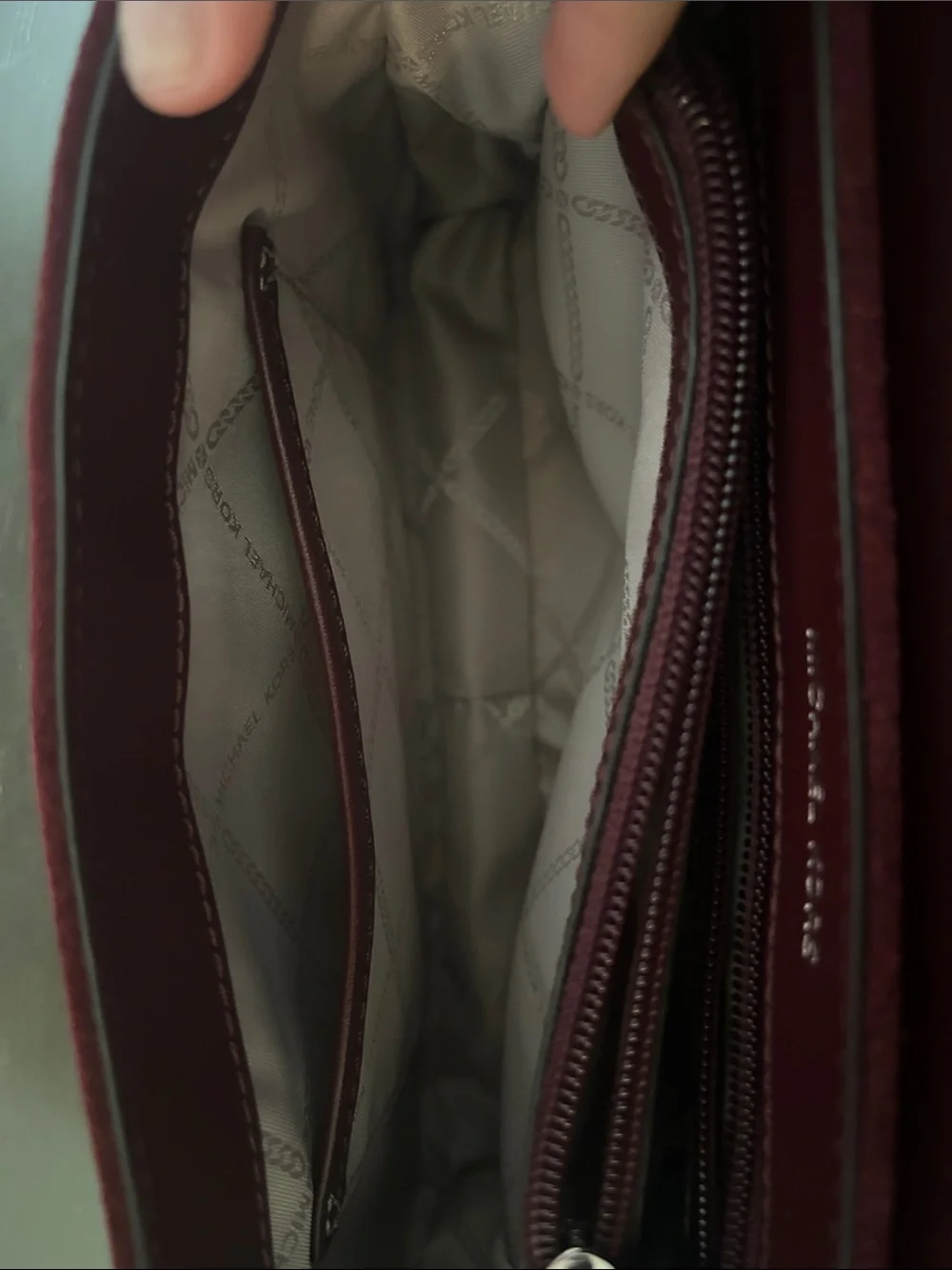 Michael Kors Quilted Burgundy Suede Crossbody with Gold Hardware
